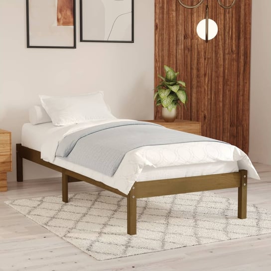 Rama łóżka, miodowy brąz, lite drewno sosnowe, VidaXL, 90x190 cm vidaXL