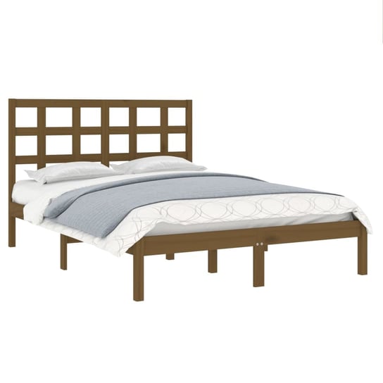 Rama łóżka miodowy brąz z litego drewna, 140x200 cm Shumee