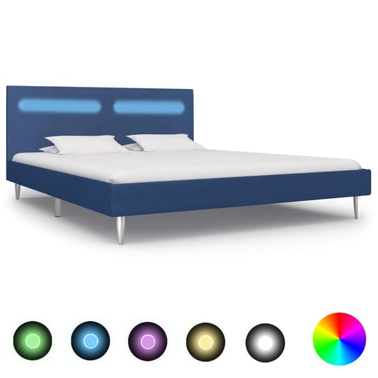 Rama łóżka niebieska, LED, 160x200 vidaXL