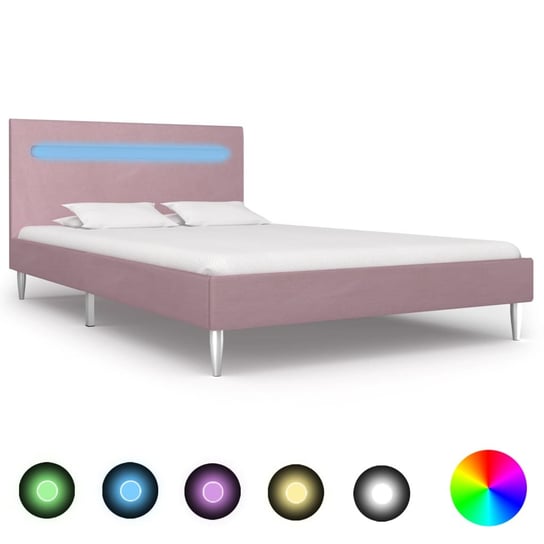 Rama łóżka różowa, LED, 120x200 vidaXL