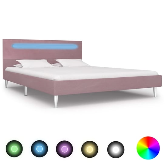 Rama łóżka różowa, LED, 140x200 vidaXL