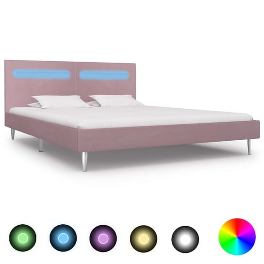 Rama łóżka różowa, LED, 160x200 vidaXL