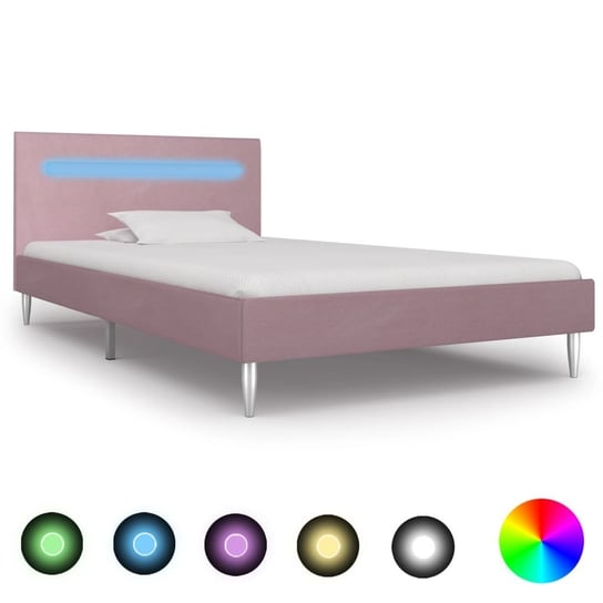 Rama łóżka różowa, LED, 90x200 vidaXL