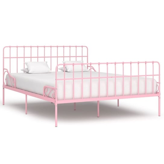 Rama łóżka różowa, ze stelażem, 200x200 vidaXL