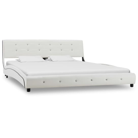 Rama łóżka skórzane, biała, VidaXL, 160x200 cm vidaXL