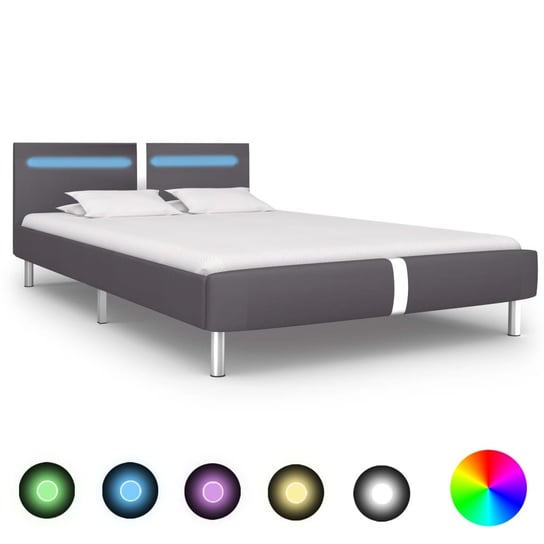 Rama łóżka szara, LED, 140x200 vidaXL