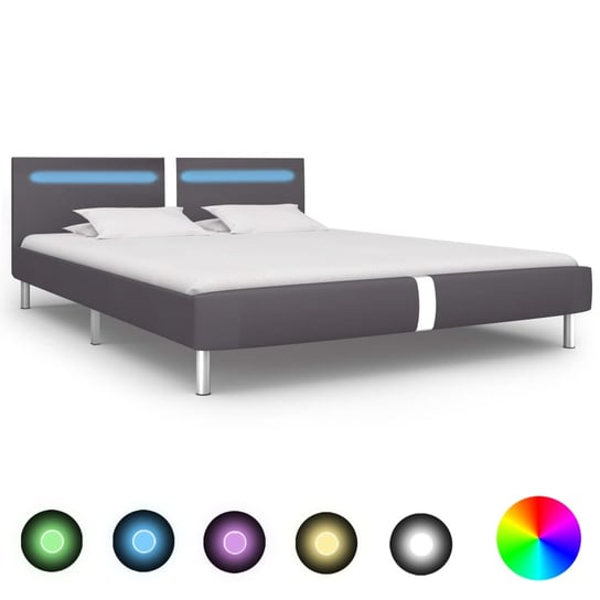 Rama łóżka szara, LED, 180x200 vidaXL