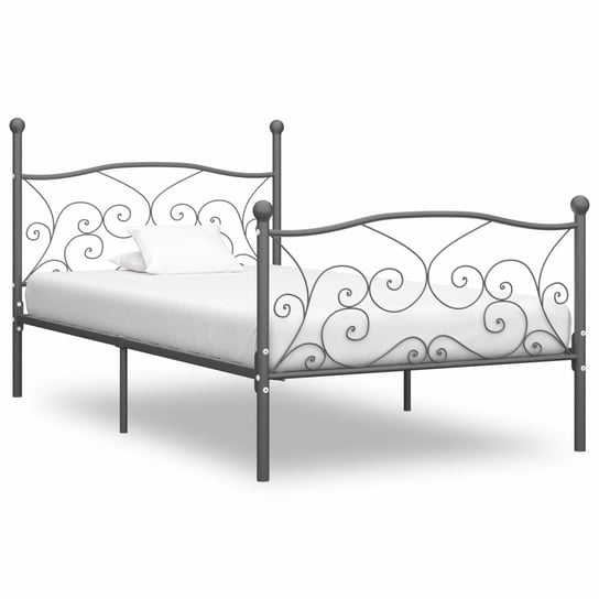 Rama łóżka szara, metalowa, ze stelażem, 90x200 vidaXL