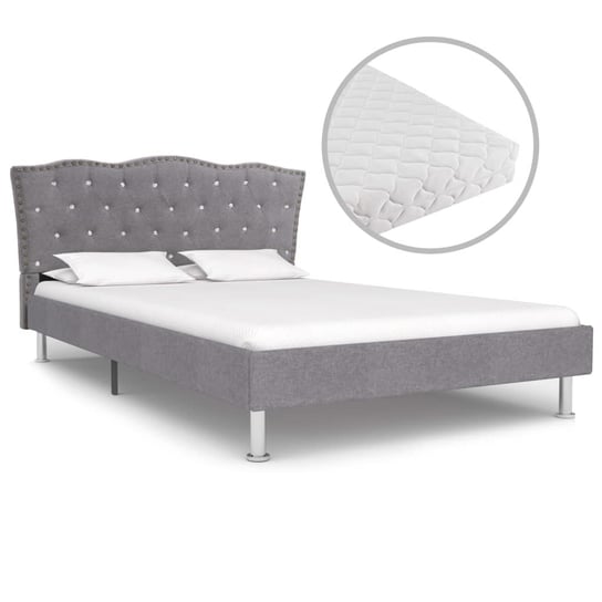 Rama łóżka szara, tkaninowa, z materacem, 140x200 vidaXL