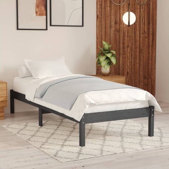Rama łóżka, szara, VidaXL, lite drewno sosnowe, 75x190 cm vidaXL