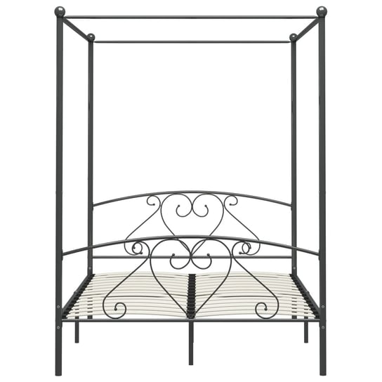 Rama łóżka szara z baldachimem, metalowa, 140 x 200 cm Shumee
