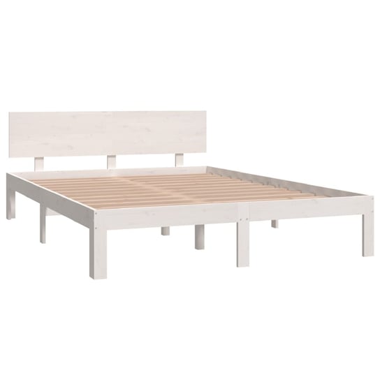 Rama łóżka z drewna sosnowego biała, 140 x 200 cm Shumee