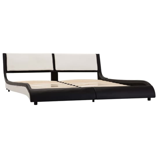 Rama łóżka z LED czarno-biała ze sztucznej skóry, 180 x 200 cm Shumee