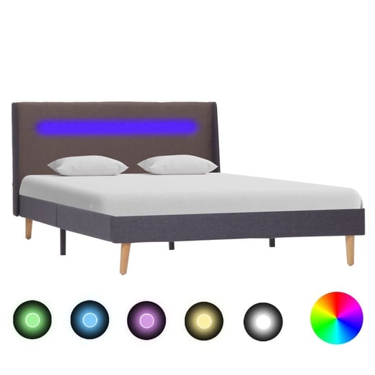 Rama łóżka z LED taupe VidaXL, tkanina 120x200 cm vidaXL