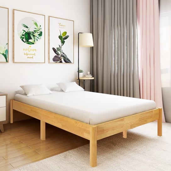 Rama łóżka z litego drewna dębowego, brązowa, VidaXL, 120x200 cm vidaXL