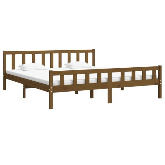 Rama łóżka z litego drewna miodowy brąz, 160 x 200 cm. Shumee
