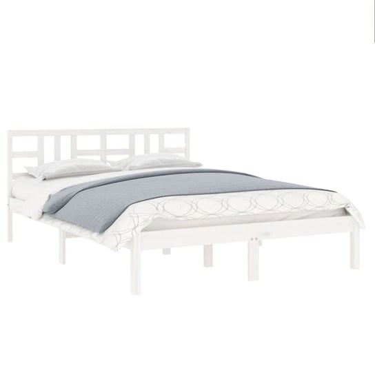 Rama łóżka z litego drewna w kolorze białym, 180x200 cm Shumee