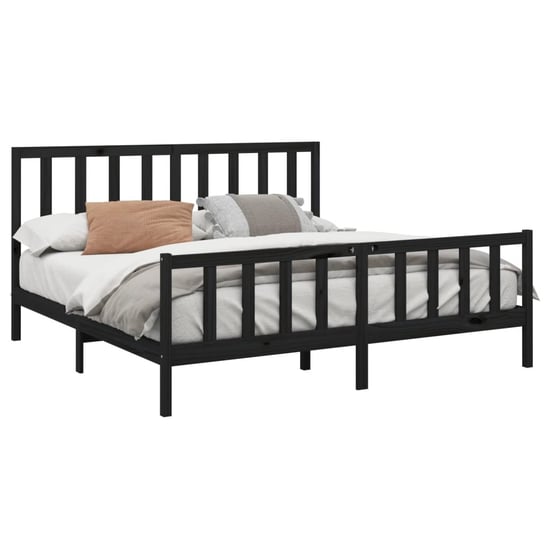 Rama łóżka z litego drewna w kolorze czarnym, 200 x 200 cm Shumee