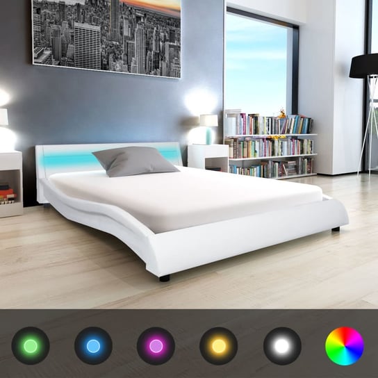 Rama łóżka z oświetleniem LED, biała, 226x150,5 cm vidaXL