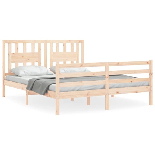 Rama łóżka z wezgłowiem, 160x200 cm, lite drewno vidaXL