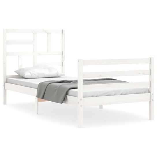Rama łóżka z wezgłowiem, biała, 100x200 cm, lite d vidaXL