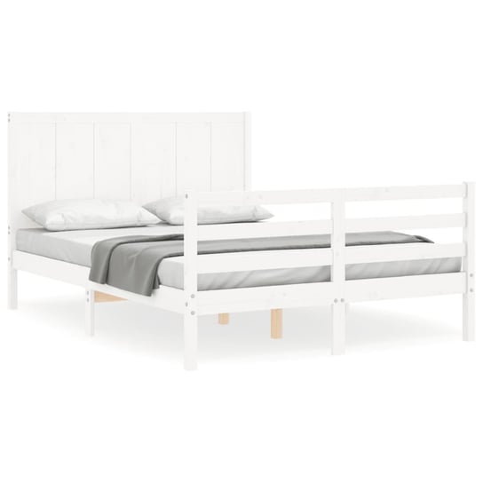 Rama łóżka z wezgłowiem, biała, 120x200 cm, lite d vidaXL