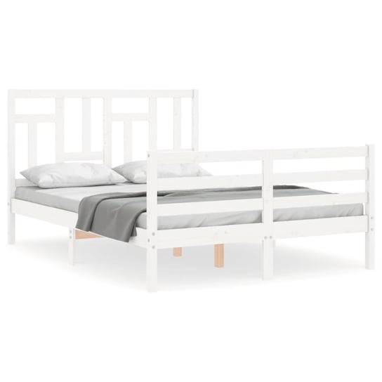 Rama łóżka z wezgłowiem, biała, 140x200 cm, lite d vidaXL