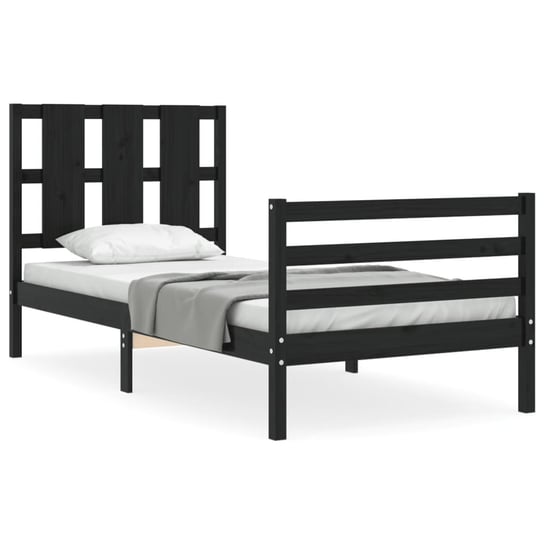 Rama łóżka z wezgłowiem, czarna, 100x200 cm, lite vidaXL