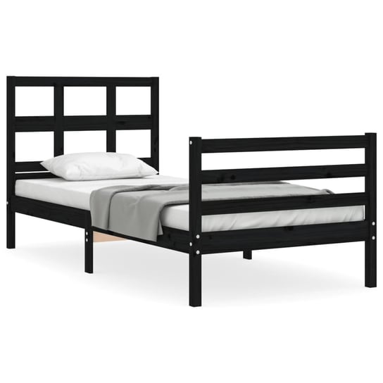 Rama łóżka z wezgłowiem, czarna, 100x200 cm, lite vidaXL