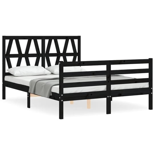 Rama łóżka z wezgłowiem, czarna, 140x190 cm, lite vidaXL