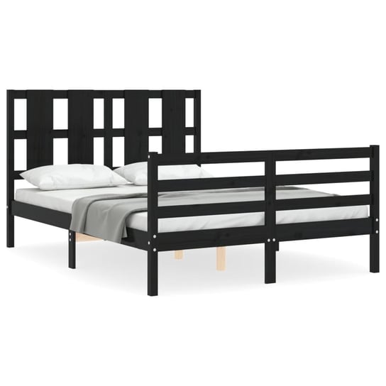 Rama łóżka z wezgłowiem, czarna, 140x190 cm, lite vidaXL