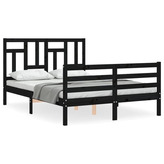 Rama łóżka z wezgłowiem, czarna, 140x200 cm, lite vidaXL