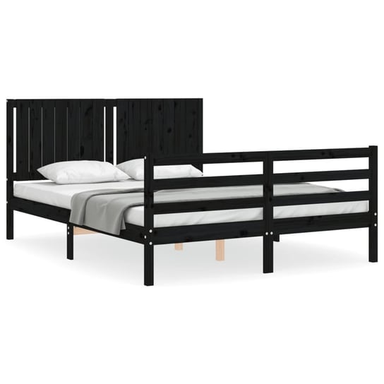 Rama łóżka z wezgłowiem, czarna, 160x200 cm, lite vidaXL