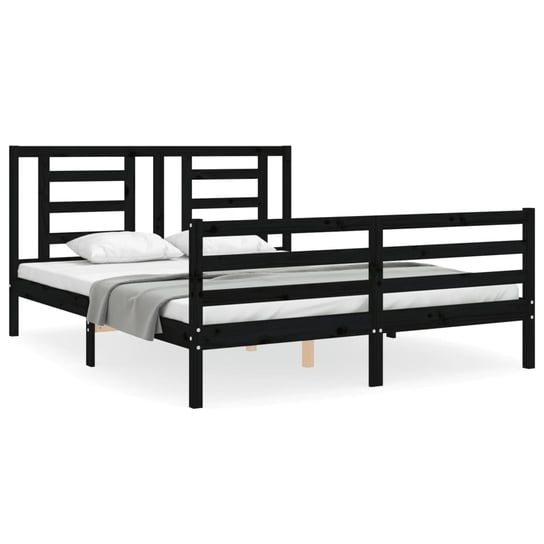 Rama łóżka z wezgłowiem, czarna, 160x200 cm, lite vidaXL