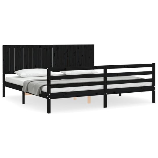 Rama łóżka z wezgłowiem, czarna, 200x200 cm, lite vidaXL