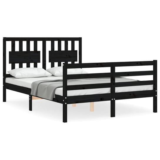 Rama łóżka z wezgłowiem, czarna, 4FT, mała podwójn vidaXL