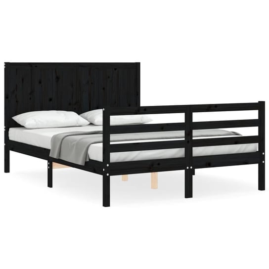 Rama łóżka z wezgłowiem, czarna, 4FT, mała podwójn vidaXL