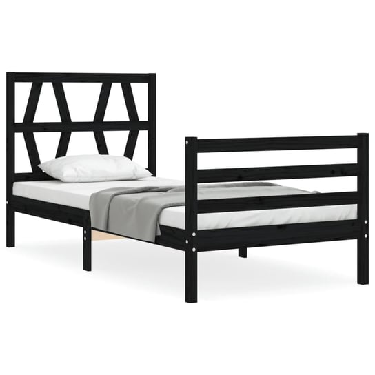 Rama łóżka z wezgłowiem, czarna, 90x200 cm, lite d vidaXL
