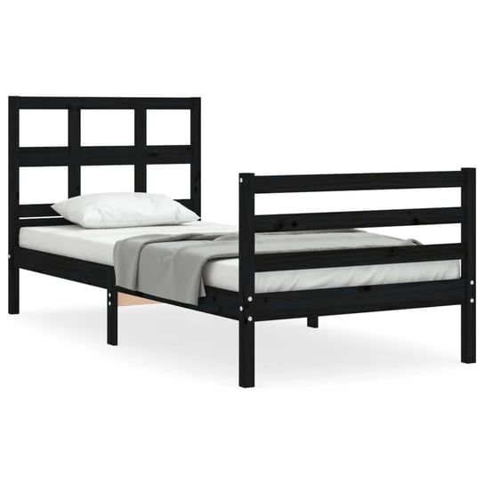 Rama łóżka z wezgłowiem, czarna, 90x200 cm, lite d vidaXL