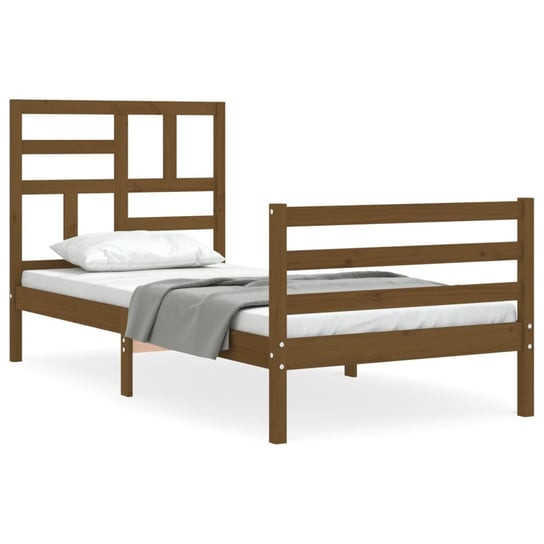 Rama łóżka z wezgłowiem, miodowa, 100x200 cm, lite vidaXL