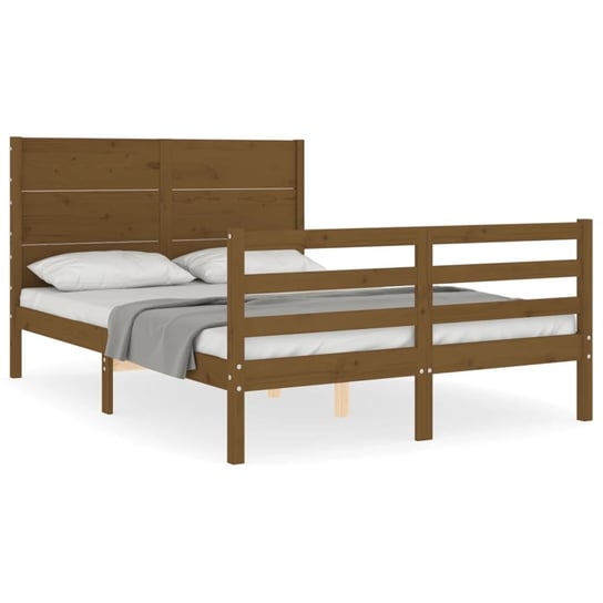 Rama łóżka z wezgłowiem, miodowa, 140x200 cm, lite vidaXL