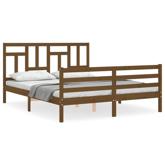 Rama łóżka z wezgłowiem, miodowy brąz, 160x200 cm, vidaXL