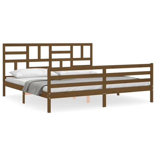 Rama łóżka z wezgłowiem, miodowy brąz, 200x200 cm, vidaXL