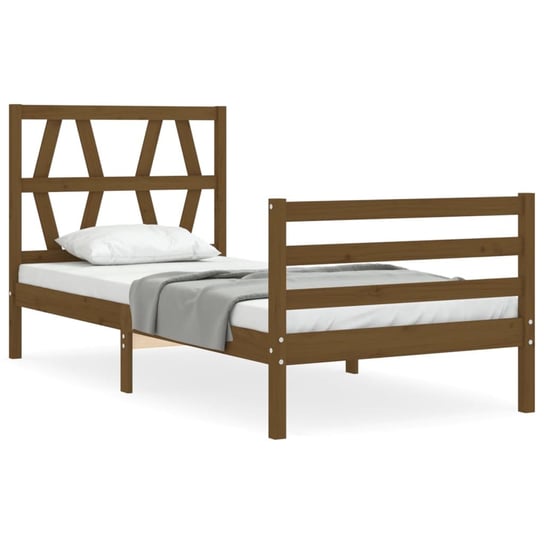 Rama łóżka z wezgłowiem, miodowy brąz, 90x200 cm, vidaXL