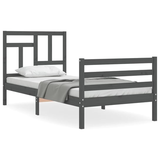 Rama łóżka z wezgłowiem, szara, 100x200 cm, lite d vidaXL