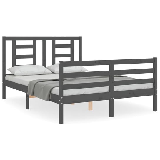Rama łóżka z wezgłowiem, szara, 120x200 cm, lite d vidaXL