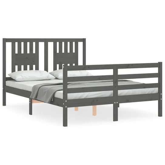 Rama łóżka z wezgłowiem, szara, 120x200 cm, lite d vidaXL