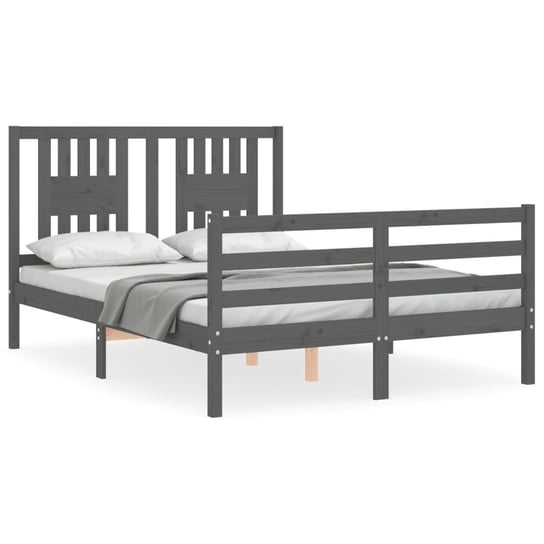Rama łóżka z wezgłowiem, szara, 140x200 cm, lite d vidaXL