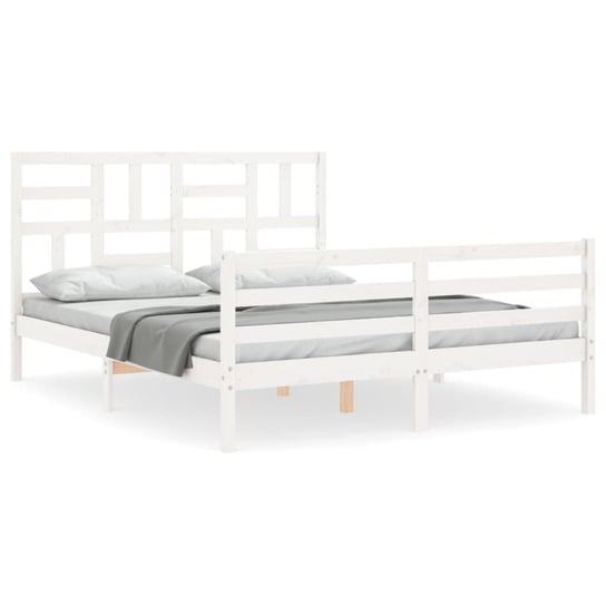 Rama łóżka z zagłówkiem, biała, 160x200 cm, lite d vidaXL