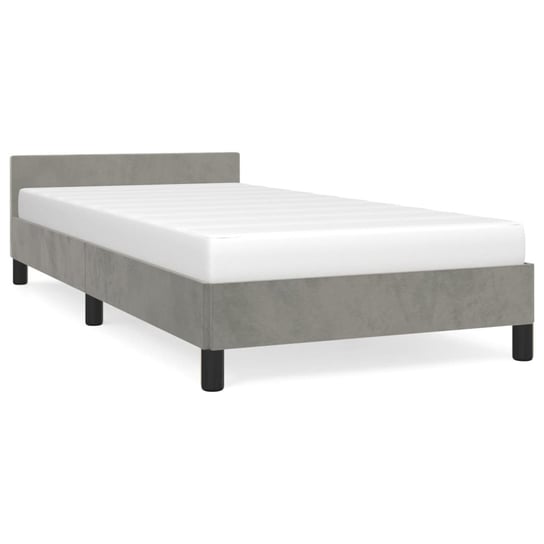 Rama łóżka z zagłówkiem - jasnoszary, 193x93x50 cm / AAALOE Inna marka